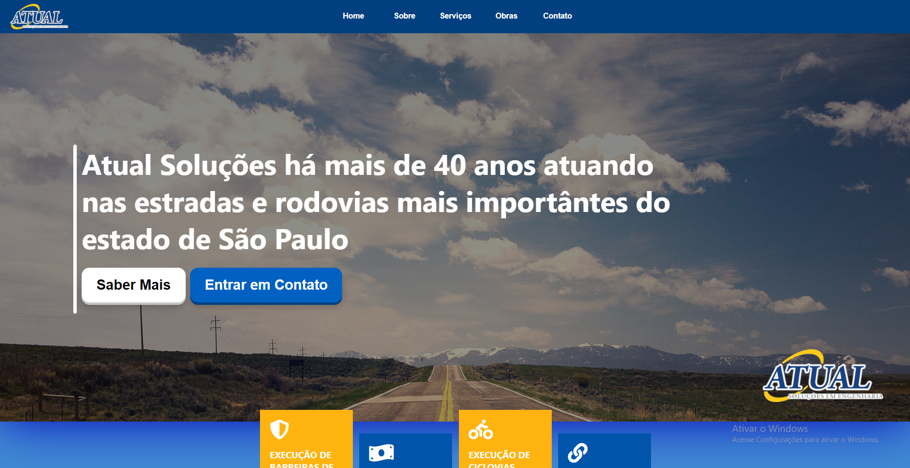 Captura de Tela do Site Atual Soluções em Engenharia
