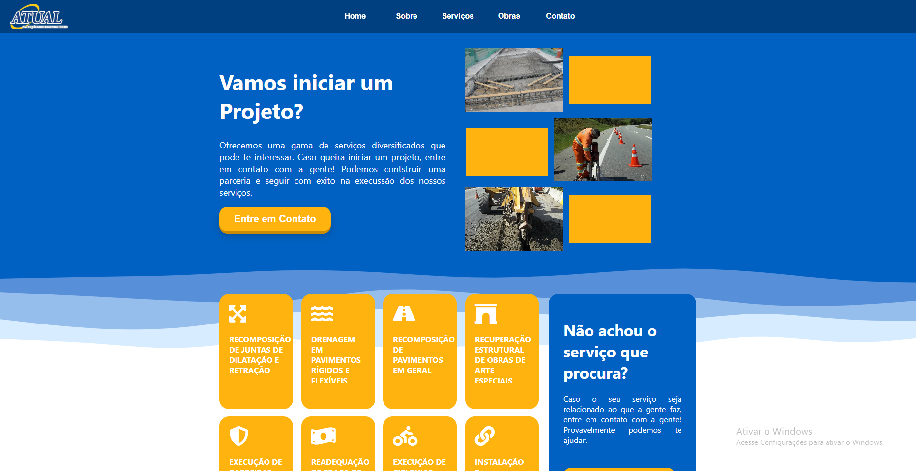 Captura de Tela do Site Atual Soluções em Engenharia
